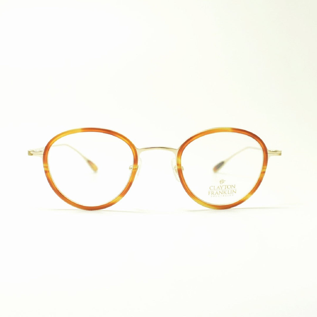 CLAYTON FRANKLIN クレイトンフランクリン<br>627P GP/AT ゴールド/アンバートートイズ<br><br>メガネ 眼鏡 めがね メンズ レディース おしゃれ ブランド 人気 おすすめ フレーム 流行り 度付き レンズ