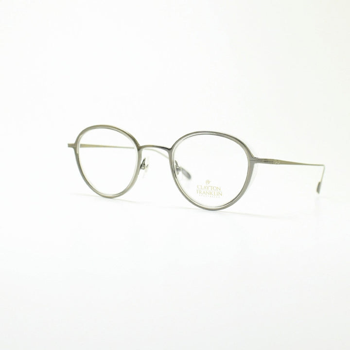 CLAYTON FRANKLIN クレイトンフランクリン<br>627SS AS/GR<br>（アンティークシルバー グレー/デモレンズ）<br><br>メガネ 眼鏡 めがね メンズ レディース おしゃれ<br>ブランド 人気 おすすめ フレーム 流行り 度付き レンズ