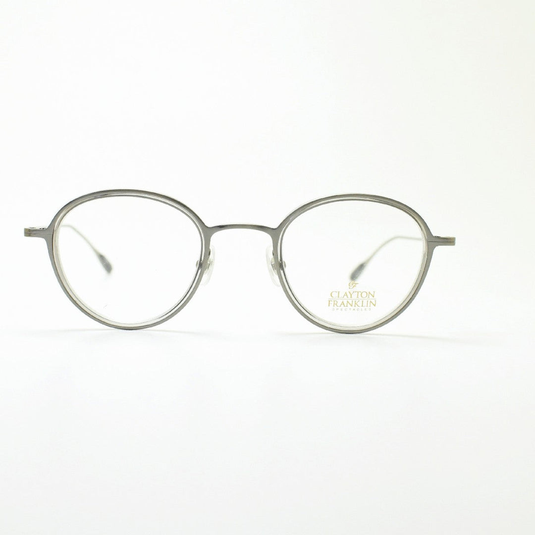 CLAYTON FRANKLIN クレイトンフランクリン<br>627SS AS/GR<br>（アンティークシルバー グレー/デモレンズ）<br><br>メガネ 眼鏡 めがね メンズ レディース おしゃれ<br>ブランド 人気 おすすめ フレーム 流行り 度付き レンズ