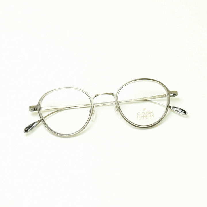 CLAYTON FRANKLIN クレイトンフランクリン<br>627SS AS/GR<br>（アンティークシルバー グレー/デモレンズ）<br><br>メガネ 眼鏡 めがね メンズ レディース おしゃれ<br>ブランド 人気 おすすめ フレーム 流行り 度付き レンズ