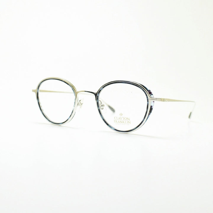 CLAYTON FRANKLIN クレイトンフランクリン<br>627SS SL/BLS<br>（シルバー ブルーササ/デモレンズ）<br><br>メガネ 眼鏡 めがね メンズ レディース おしゃれ<br>ブランド 人気 おすすめ フレーム 流行り 度付き レンズ