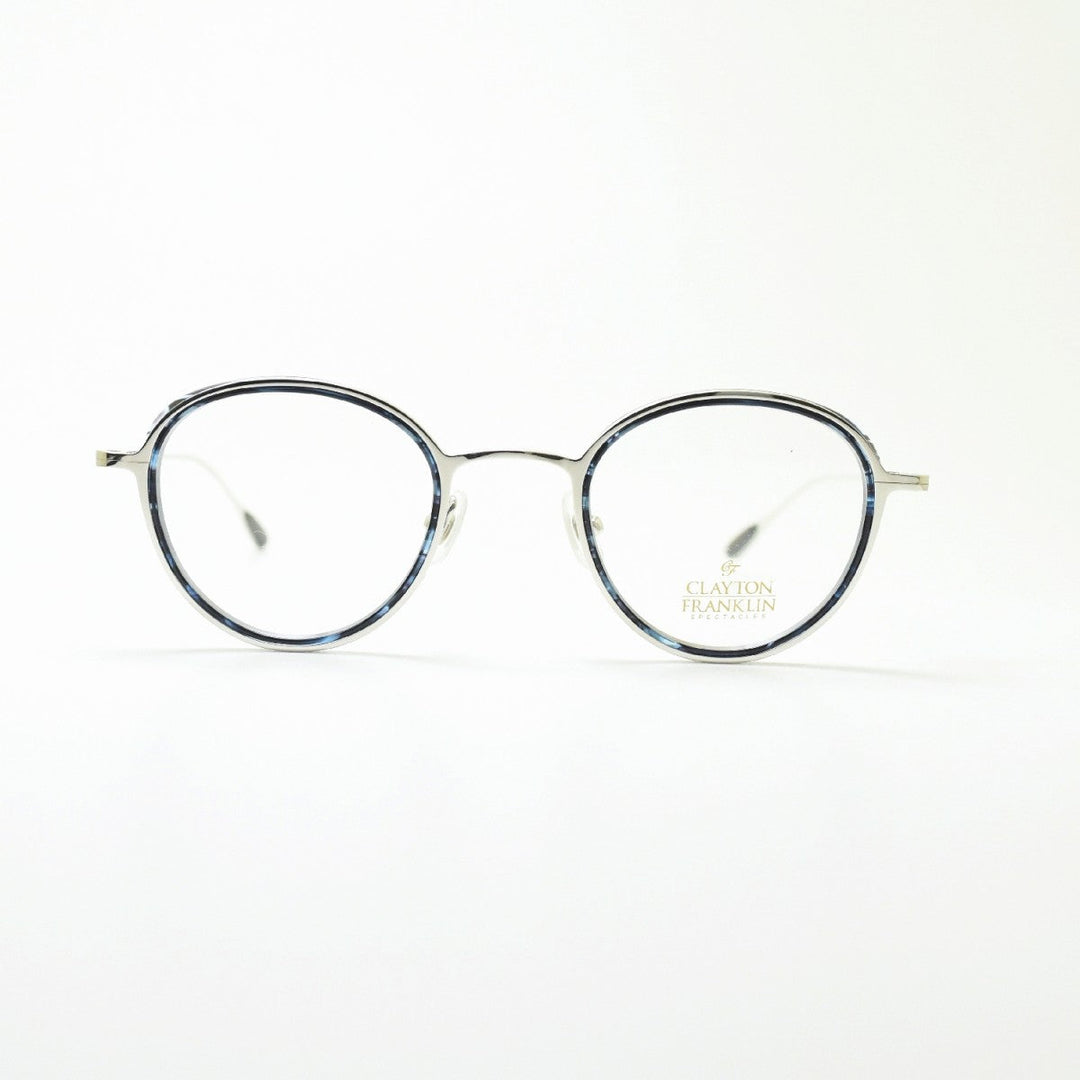 CLAYTON FRANKLIN クレイトンフランクリン<br>627SS SL/BLS<br>（シルバー ブルーササ/デモレンズ）<br><br>メガネ 眼鏡 めがね メンズ レディース おしゃれ<br>ブランド 人気 おすすめ フレーム 流行り 度付き レンズ