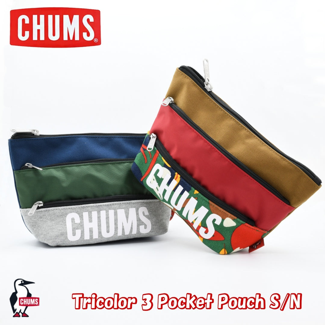 CHUMS チャムス<br>Tricolor 3 Pocket Pouch Sweat Nylon<br>トリコロール3ポケットポーチ<br>