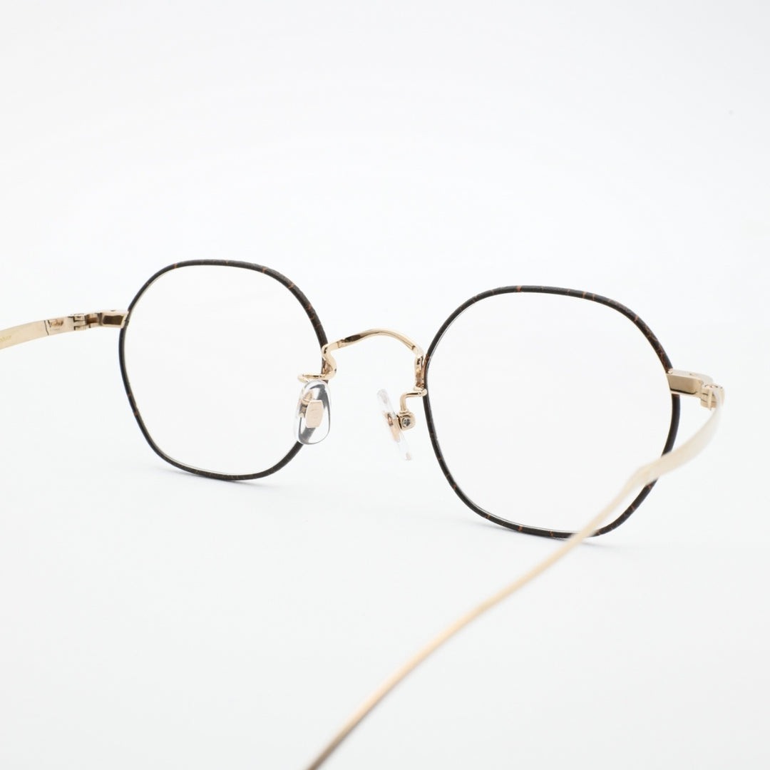 辻眼鏡 国松謹製<br>TJ-010-4 col-4 GOLD/BROWN-LEATHER（塗装）<br>