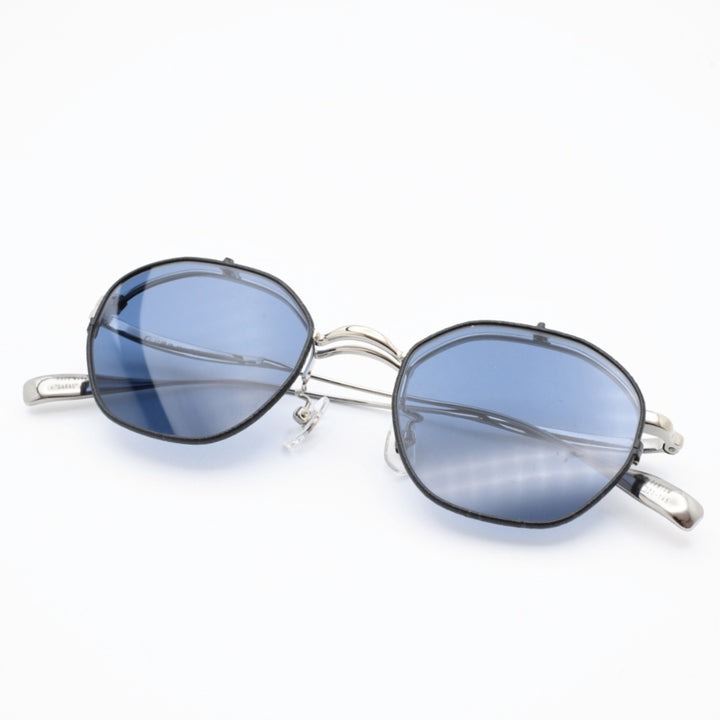 辻眼鏡 国松謹製<br>TJ-011-2 col-1 SILVER/BLACK-LETHER<br>