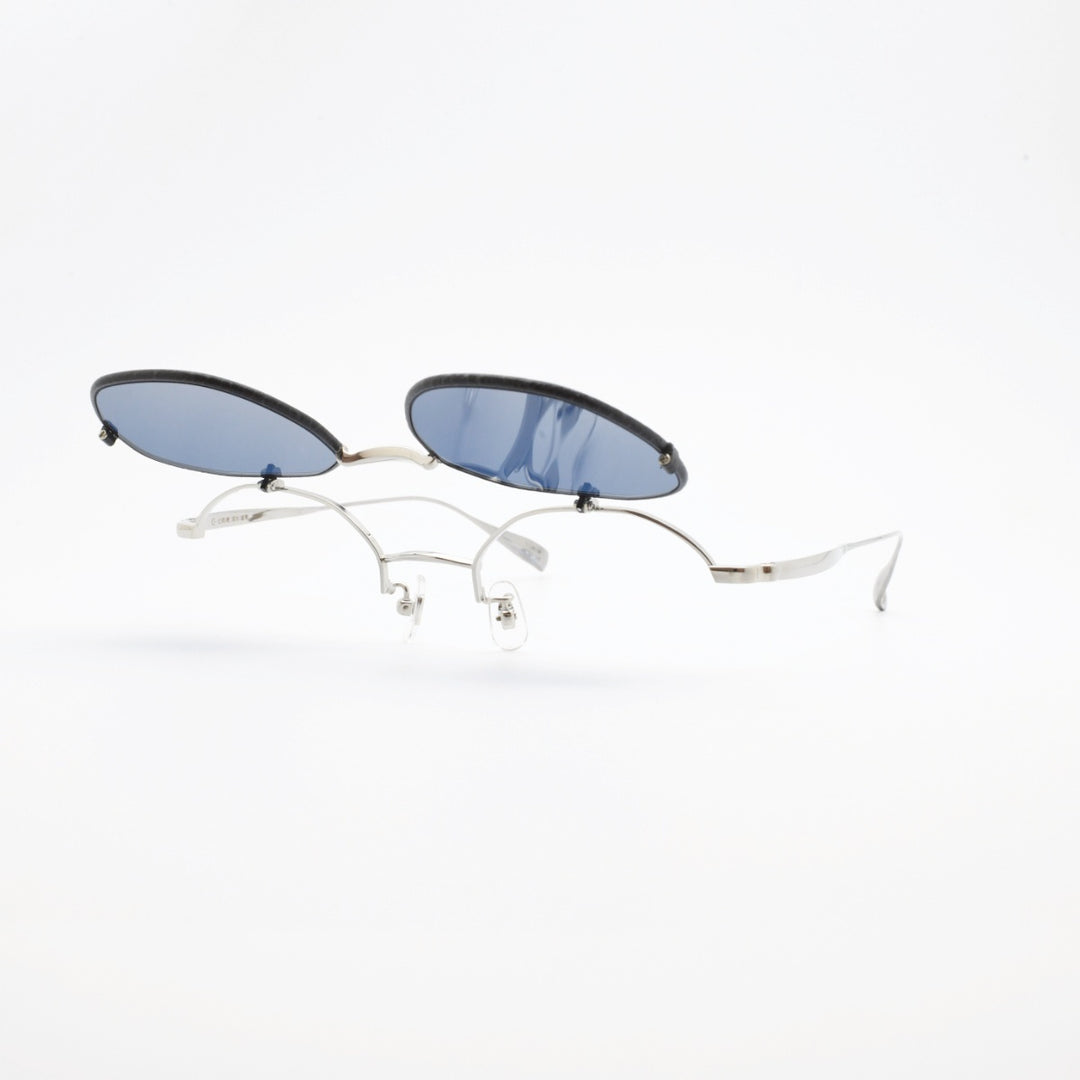 辻眼鏡 国松謹製<br>TJ-011-2 col-1 SILVER/BLACK-LETHER<br>