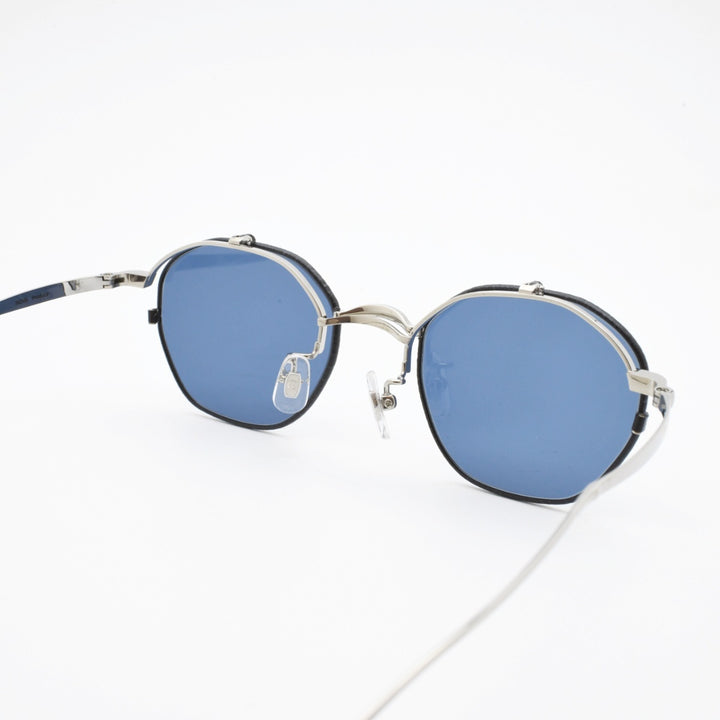 辻眼鏡 国松謹製<br>TJ-011-2 col-1 SILVER/BLACK-LETHER<br>