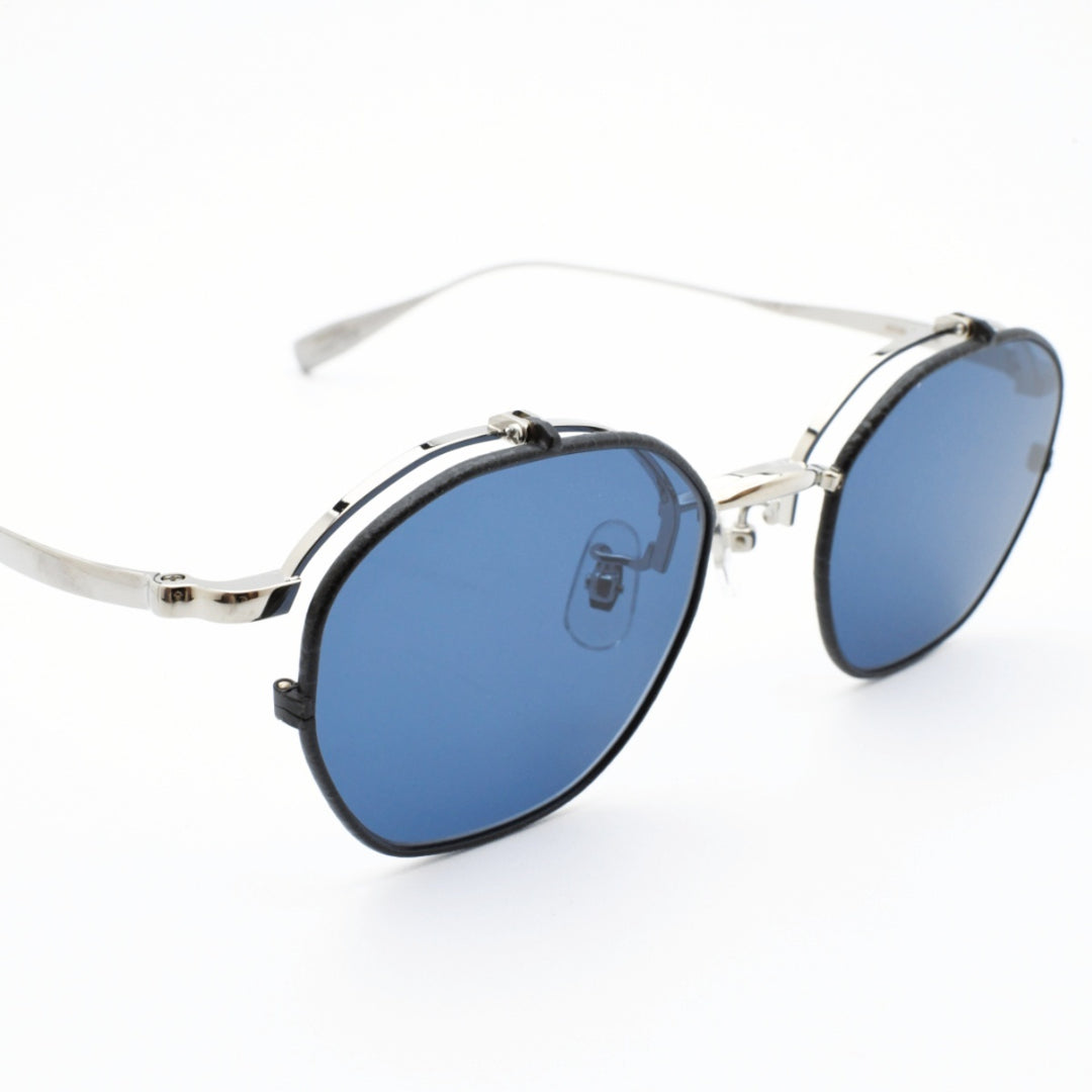 辻眼鏡 国松謹製<br>TJ-011-2 col-1 SILVER/BLACK-LETHER<br>