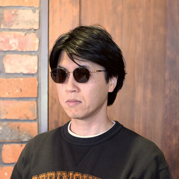 辻眼鏡 国松謹製<br>TJ-011-2 col-2 GOLD/BROWN-LEATHER<br>