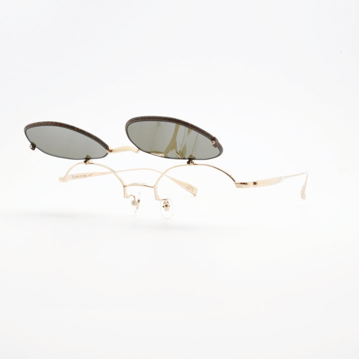 辻眼鏡 国松謹製<br>TJ-011-2 col-2 GOLD/BROWN-LEATHER<br>