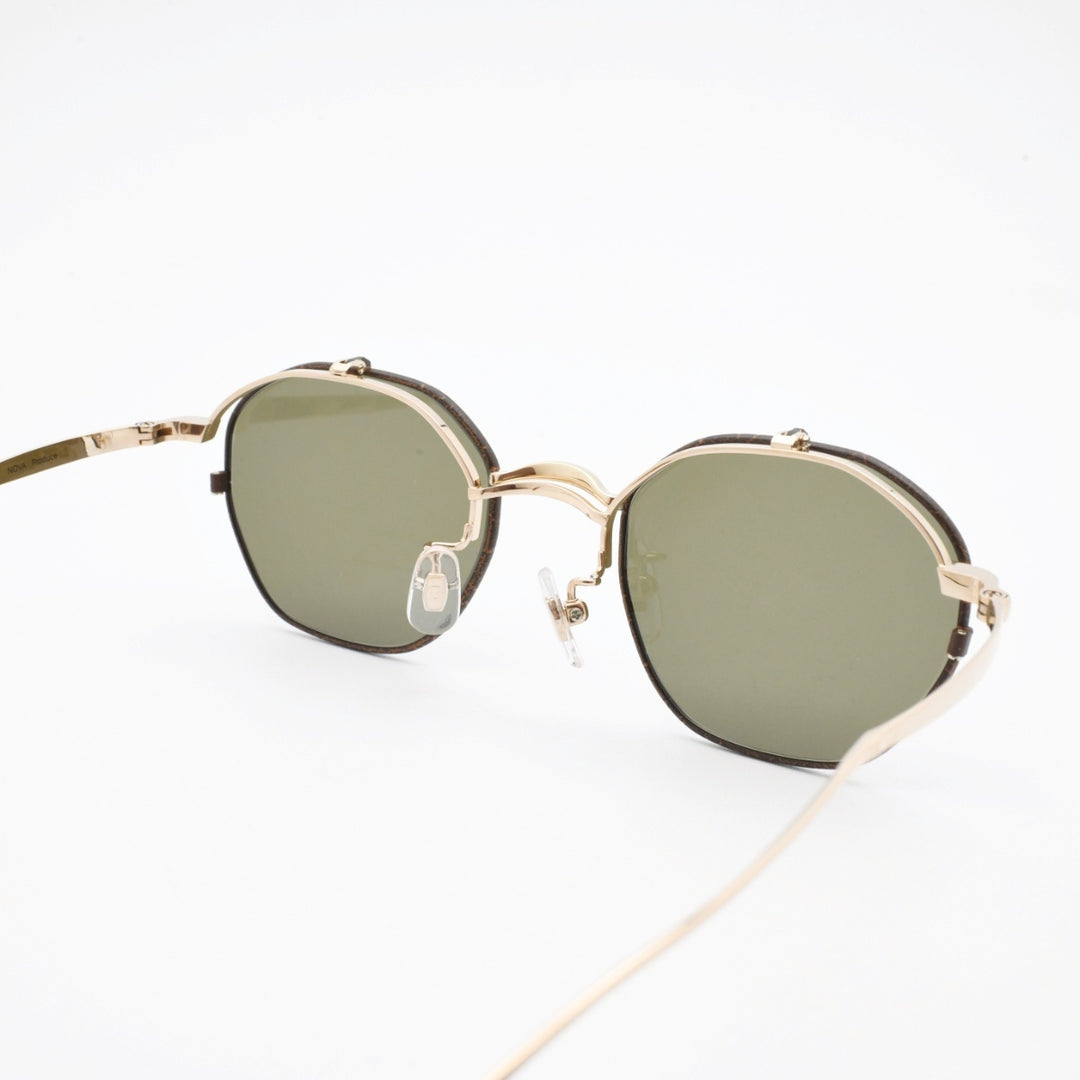 辻眼鏡 国松謹製<br>TJ-011-2 col-2 GOLD/BROWN-LEATHER<br>