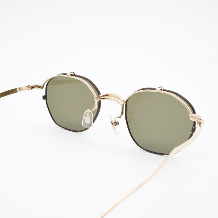 辻眼鏡 国松謹製<br>TJ-011-2 col-2 GOLD/BROWN-LEATHER<br>