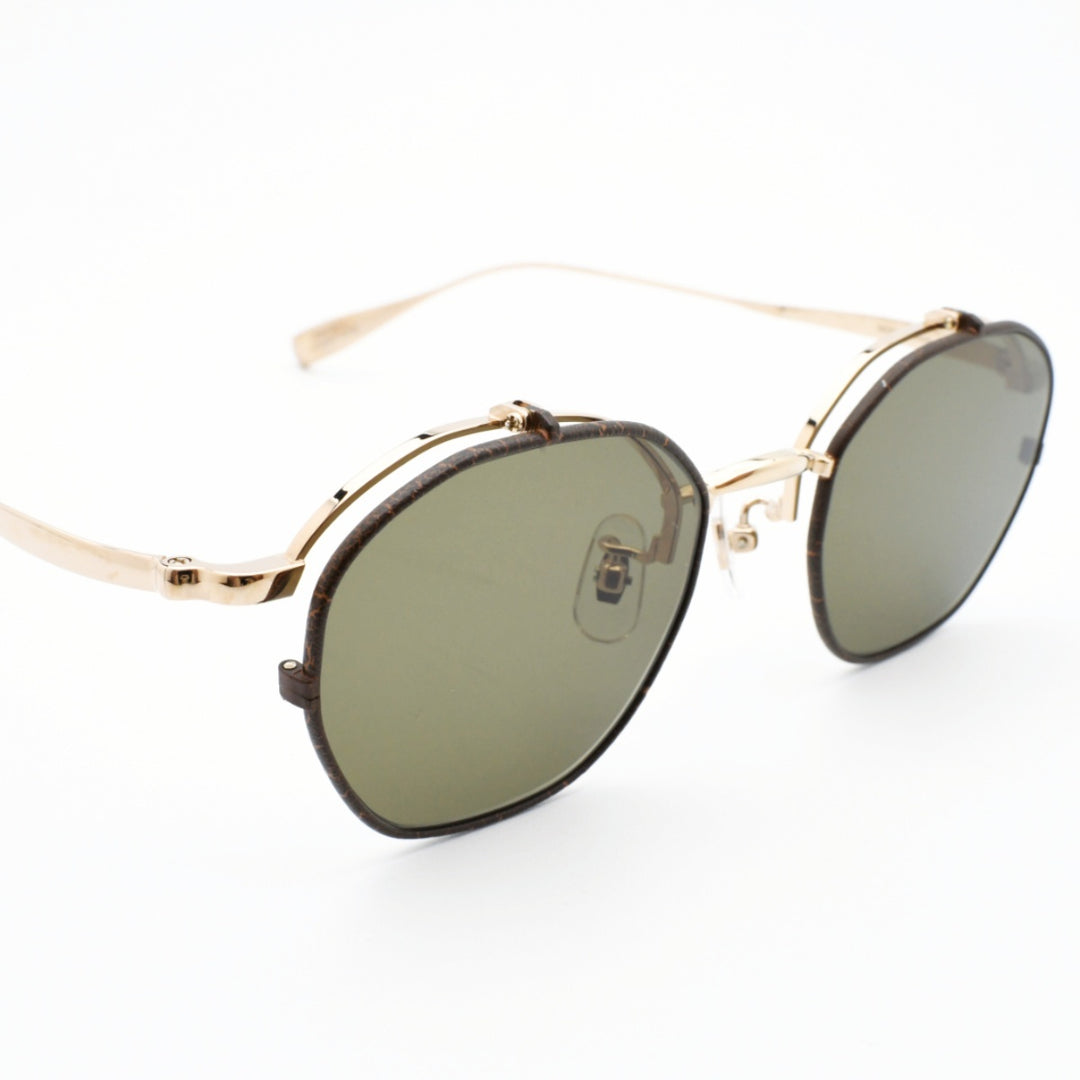 辻眼鏡 国松謹製<br>TJ-011-2 col-2 GOLD/BROWN-LEATHER<br>